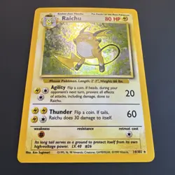 Pokemon TCG Raichu Rare Holo Card 14/102 in Great Condition NM - Image 2