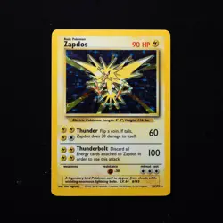 Zapdos 16/102 LP Base Set Unlimited Holo Rare Vintage Pokemon TCG 1999 - Image 1