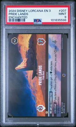 2024 DISNEY LORCANA EN 3-INTO THE INKLANDS #207 PRIDE LANDS - PRIDE ROCK PSA 9 - Image 1