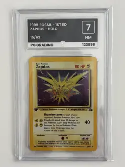 Pokemon Card - Zapdos 1st Edition - 1999 Fossil Holo 15/62 - Grade 7 - Image 1