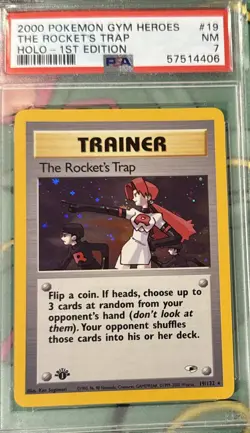 The Rocket's Trap #19 2000 Pokemon Gym Heroes PSA 7 1st Edition - Image 1
