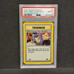 Pokemon 1st Edition Team Rocket Here Comes Team Rocket Holo 15/82 - PSA 8 NM-MT - Image 2