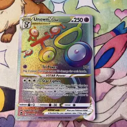 Unown VSTAR 199/195 Rainbow Hyper Rare Silver Tempest Pokemon NM - Image 1