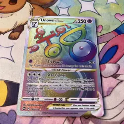 Unown VSTAR 199/195 Rainbow Hyper Rare Silver Tempest Pokemon NM - Image 2