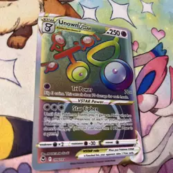 Unown VSTAR 199/195 Rainbow Hyper Rare Silver Tempest Pokemon NM - Image 3