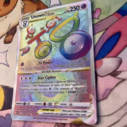 Unown VSTAR 199/195 Rainbow Hyper Rare Silver Tempest Pokemon NM - Image 4