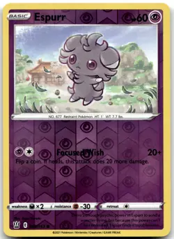 Espurr 060/163 Common Battle Styles Pokemon Saya Tsuruta Reverse Holo Near Mint - Image 1