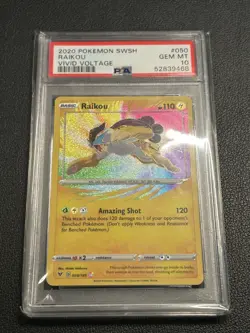 2020 POKEMON SWORD & SHIELD VIVID VOLTAGE #050 RAIKOU PSA 10 - Image 1