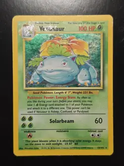 Pokemon Venusaur 15/102 Base Set DMG Holo Rare WOTC Vintage - Image 1