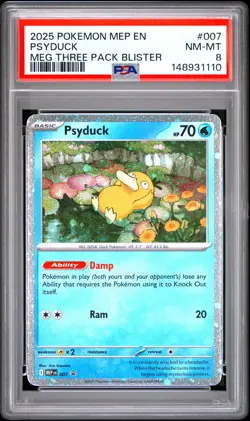 2025 Pokemon MEP Black Star Promos 007 Psyduck PSA 8 148931110 - Image 1