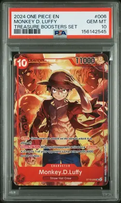 MONKEY D LUFFY PSA 10 Treasure Boosters Set #006 Promo 2024 One Piece - Image 1