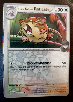 ERROR CARD Pokemon TCG Team Rockets Raticate Reverse Holo 148/182 Mint - Image 1