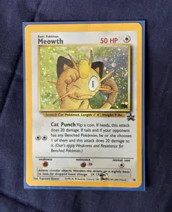 Pokemon Card Meowth Black Star Promo Holo 10 1999 Vintage - Image 1