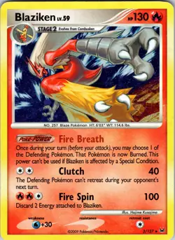 Blaziken 3/127 Platinum Pokemon MP Holo - Image 1