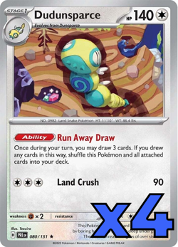 4x Dudunsparce 080/131 Sv: Prismatic Evolutions Holo PLAYSET x4 - Pokemon TCG - Image 1