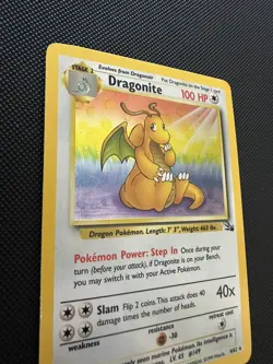 Pokemon Dragonite Holo 4/62 Fossil Vintage - Front is in Amazing condition! - Image 3