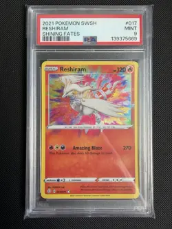 PSA 9 - 2021 POKEMON SWORD & SHIELD SHINING FATES - #017 RESHIRAM - Image 1