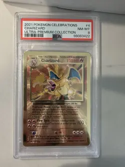 PSA 8 - 2021 Pokemon Celebrations Ultra Premium UPC CHARIZARD Gold Metal Card - Image 1