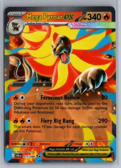 MEGA PYROAR EX 015/086 ME04: CHAOS RISING POKEMON NM - Image 1