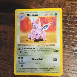 Nidorino 1st Edition Base Set Shadowless 37/102 60 HP English Regular - Image 1