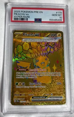 Pokemon Pikachu ex Hyper Rare Holo PSA 10 Sv: Prismatic Evolutions 179/131 - Image 1