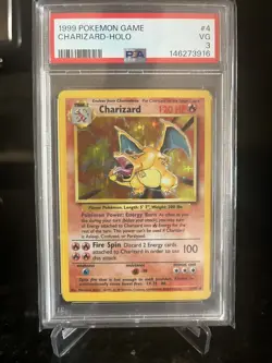 Charizard Base Set 1999 4/102 PSA VG 3 Holo Rare Pokemon TCG Card - Image 1