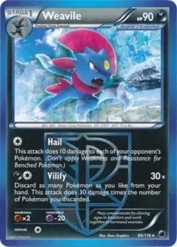 Pokemon TCG - Weavile - 66/116 - Rare - Black & White: Plasma Freeze [Near Mint] - Image 1