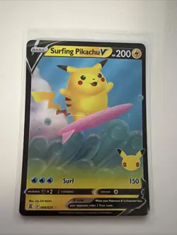 Surfing Pikachu V - 008/025 Celebrations 25th Ultra Rare Pokemon - NM/MINT - Image 1