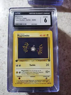 Graded CGC 6 2000 POKEMON ROCKET MAGNEMITE 1ST EDITION - Image 1
