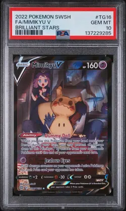 2022 POKEMON SWORD & SHIELD BRILLIANT STARS #TG16 FULL ART/MIMIKYU V PSA 10 - Image 1