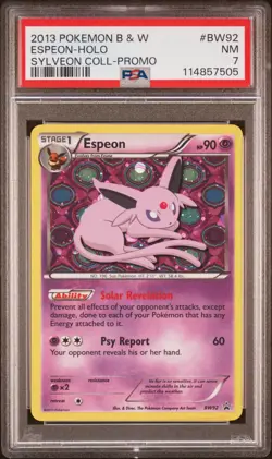 2013 POKEMON BW BLACK STAR PROMO ESPEON #BW92 HOLO PSA 7 NM #114857505 - Image 1