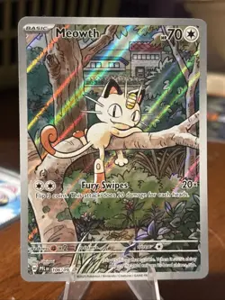 Pokemon TCG Meowth Illustration Rare Phantasmal Flames 106/094 Nicely Centered - Image 1
