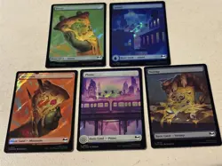 mtg Surge Foil pizza lands, TMNT, 1 of each, 5 in total basic lands, unplayed - Image 1