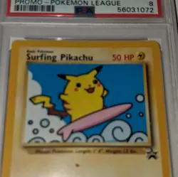 Pokemon 2001 Black Star Promo Surfing Pikachu #28 Holo PSA 8 League English - Image 2