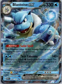 Blastoise ex 009/165 151 Pokemon TCG Holo Double Rare NM - Image 1