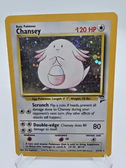 Chansey 3/130 Base Set 2 Holo Rare Pokemon TCG 2000 Ken Sugimori LP-MP SWIRL*** - Image 1