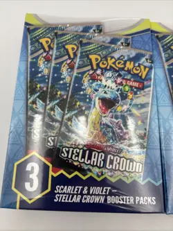 Pokemon Scarlet and Violet Stellar Crown 3 Booster Pack Box Lot of 2 (6packs) - Image 2