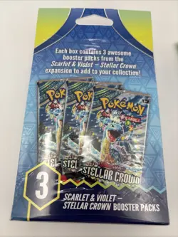 Pokemon Scarlet and Violet Stellar Crown 3 Booster Pack Box Lot of 2 (6packs) - Image 3
