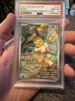 Pokemon 2025 SVP EN-SV Prismatic Evolutions PC ETB Promo #173 Eevee, PSA 10 - Image 1