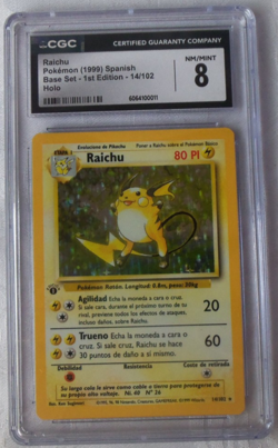 Pokemon Raichu Base Set 1st Edition SPANISH Holo Rare #14 Grade 8 - Image 1