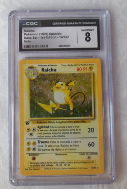 Pokemon Raichu Base Set 1st Edition SPANISH Holo Rare #14 Grade 8 - Image 4