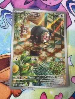Pokemon TCG Lechonk 209/197 SV03 Obsidian Flames Holo Illustration Rare Card - Image 1