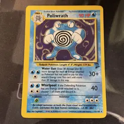 Poliwrath 15/130 Holo Rare Base Set 2 Pokemon Card MP Condition - Image 1