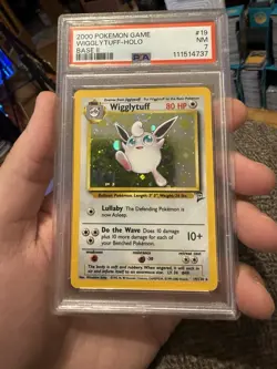 PSA 7 Wigglytuff Holo 19/130 Base Set 2 Pokemon Card 2000 W Head Swirl - Image 2