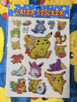 Pokemon Holo Pikachu Vintage Sticker Sheet Pocket Monsters Vending Machine 1998 - Image 2