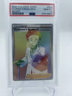 PSA 10 GEM MINT 2020 Pokemon SWSH Full Art Secret Professor's Research #209 - Image 1