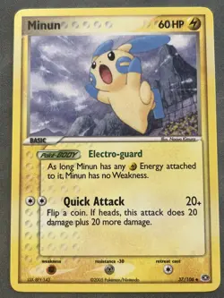 Pokemon TCG Minun 37/106 Uncommon Emerald Pokemon NM - Image 1