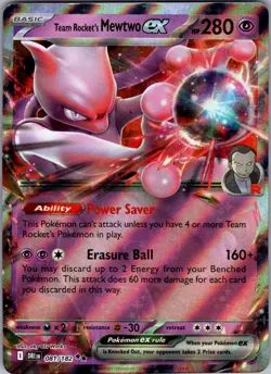 Team Rocket's Mewtwo ex 081/182 Double Rare Destined Rivals Pokemon Near Mint - Image 1