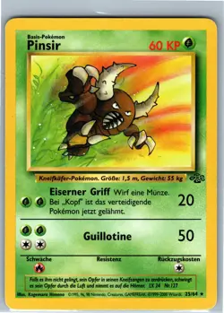 German PINSIR 25/64 Non-Holo Rare WOTC Unlimited Jungle Pokemon Card - Image 1