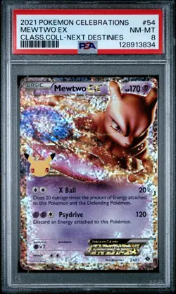 Mewtwo EX 54/99 PSA 8 SWSH Celebrations 25 Ann Classic Collect Pokemon Card ISL - Image 1